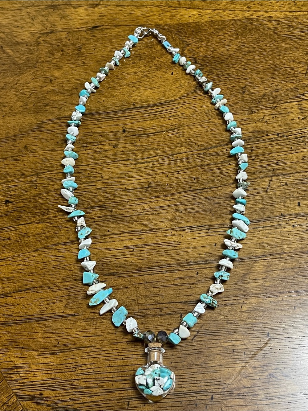 Turquoise Chip Necklace with Pendant - Women Jewelry